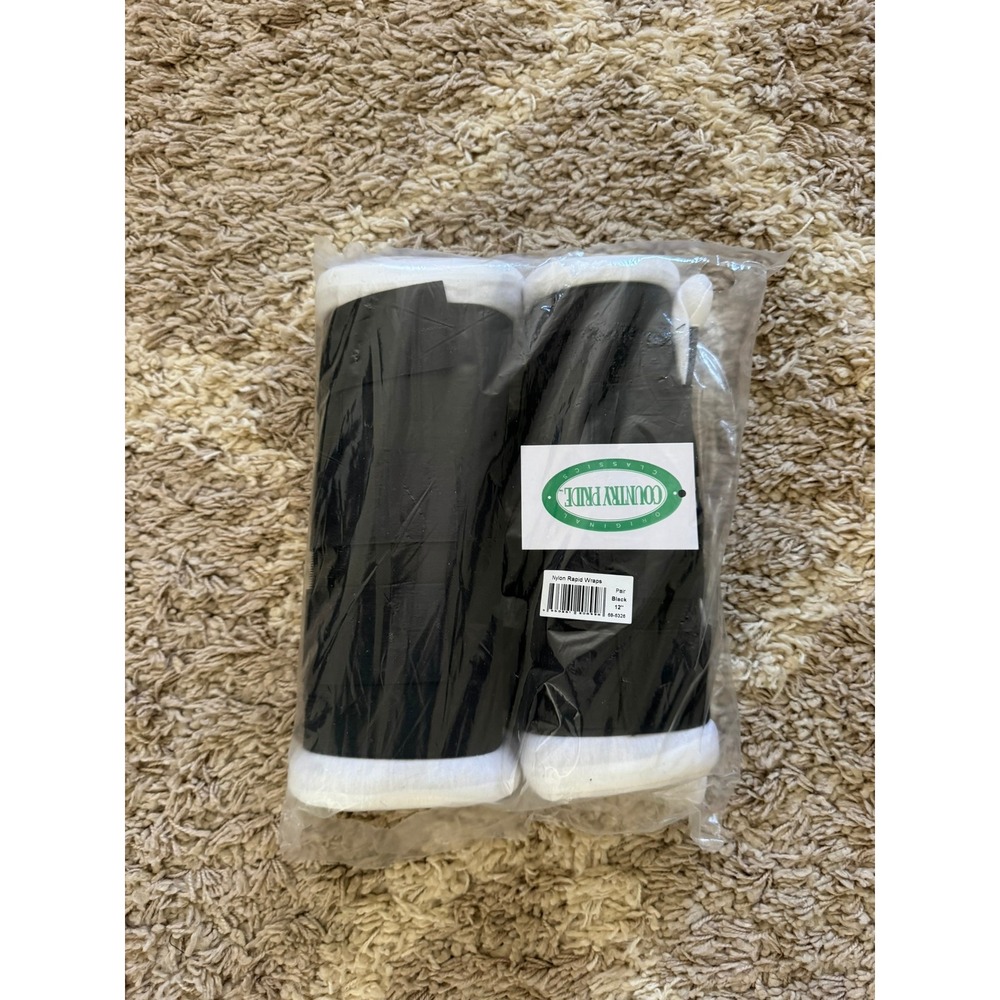 Country Pride Classics Nylon Rapid Wraps Black 12 Inch Horse Leg Pair 68-6326